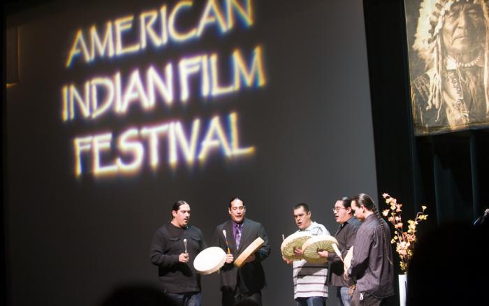 A mixed drum group open the AIFF awards show with a song.
