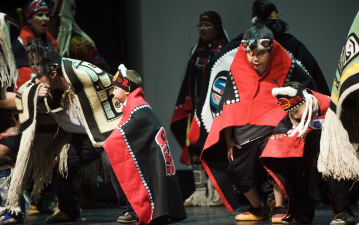 The Yaaw Tei Yi Tlingit from Juneau, Alaska perform during the AIFF awards show.