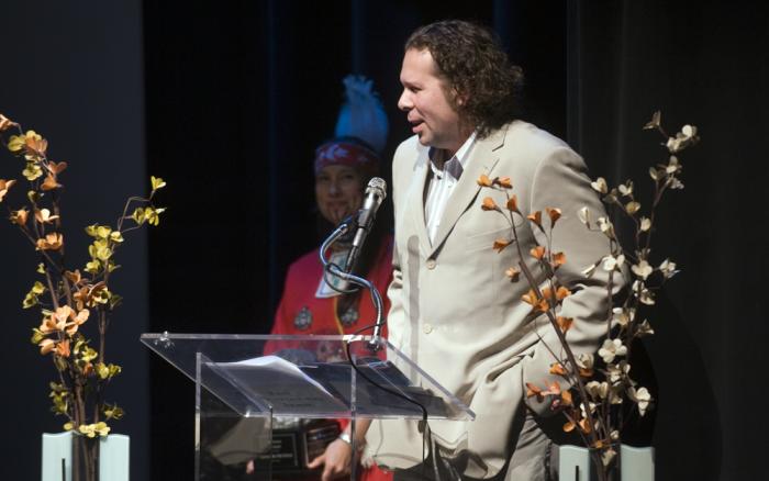 Jeremy Torrie accepts the award for Best Director for his film A Flesh Offering.